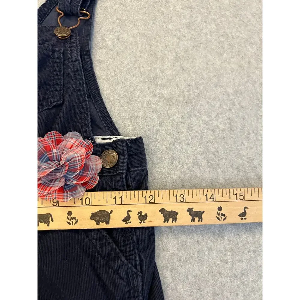 OshKosh B'gosh Baby Girls 2T 100% Cotton Overalls Corduroy 3D Flower Navy‎ Blue